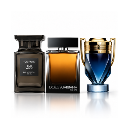 Set od 3 parfema |Oud Wood Tom Ford Eau de Parfum – 100 ml  | The One for Men Dolce & Gabbana Eau de Parfum – 150 ml  | Invictus Rabanne Eau de Toilette – 200 ml